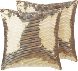 ASTER - Sierkussen set van 2 - Goud - 45 x 45 cm - Polyester