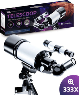 EarthVision Telescoop Classico - Sterrenkijker voor volwassenen en kinderen - 333x Vergroting - Astronomie - Nachtkijker - Sterrenkunde - Waterproof - Wit