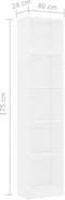 vidaXL - Boekenkast - met - 5 - schappen - 40x24x175 - cm - bewerkt - hout - wit