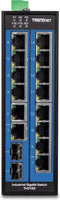 TrendNet TI-G162 - Industrial Ethernet Switch - 14x 1Gbps RJ45 - 2x SFP - IP30 - 40° tot 75° C