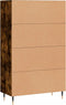 vidaXL - Hoge - kast - 69,5x31x115 - cm - bewerkt - hout - gerookt - eikenkleurig