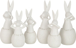 J-Line figuur Konijn Horen/Zien/Zwijgen - keramiek - wit - large - 3 stuks - paasdecoratie
