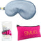 SMUG Slaapmasker met Roze Oordopjes en Opbergzakje - 100% Verduisterend - Verstelbaar Oogmasker in Satijn - Zwart