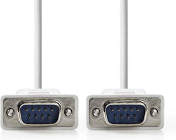 Seriële Kabel - D-SUB 9-Pins Male - D-SUB 9-Pins Male - Vernikkeld - 2.00 m - Rond - PVC - Ivoor - Polybag