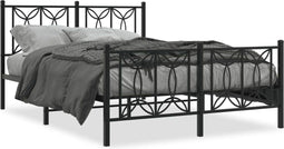 vidaXL - Bedframe - met - hoofd- - en - voeteneinde - metaal - zwart - 140x190 - cm