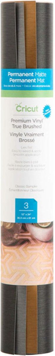 Cricut Premium Vinyl Permanent 30,5x61cm - True Brushed ( 3 vellen)