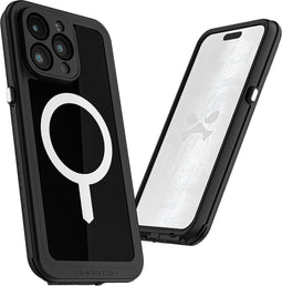 Ghostek Hoesje geschikt voor Apple iPhone 15 Pro Max Waterdicht MagSafe Telefoonhoesje Hardcase | Ghostek Nautical Slim Backcover Shockproof | Geschikt voor MagSafe | Geschikt voor Draadloos Opladen met Magnetische Ring | MagSafe Case - Zwart