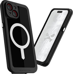 Ghostek Hoesje geschikt voor Apple iPhone 15 Waterdicht MagSafe Telefoonhoesje Hardcase | Ghostek Nautical Slim Backcover Shockproof | Geschikt voor MagSafe | Geschikt voor Draadloos Opladen met Magnetische Ring | MagSafe Case - Zwart