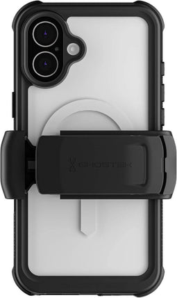 Ghostek Nautical Waterproof MagSafe Case + Belt Swivel Holster Apple iPhone 16 Plus Clear