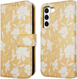 iMoshion Hoesje Geschikt voor Samsung Galaxy S22 Hoesje Met Pasjeshouder - iMoshion Design Bookcase smartphone - Geel / Yellow Flowers