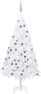 vidaXL - Kunstkerstboom - met - verlichting - en - kerstballen - 180 - cm - PVC - wit