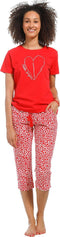 Rebelle Happy Hearts - Pyjamaset - Ronde hals korte mouwen - Rood