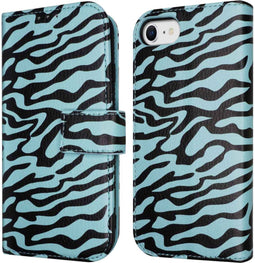 iMoshion Hoesje Geschikt voor iPhone SE (2022) / SE (2020) / 8 / 7 / 6s / 6 Hoesje Met Pasjeshouder - iMoshion Design Bookcase smartphone - Meerkleurig / Black Blue Stripes