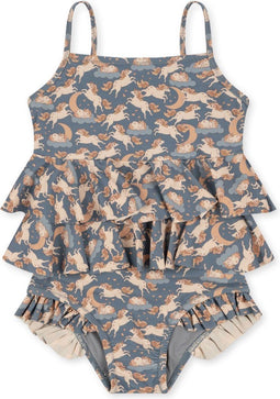 Konges Slöjd Manuca Frill badpak kind - Unicorn blue - Maat 3 jaar
