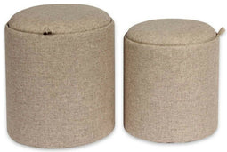 Verwijderbare poef Versa Beige Polyester Hout MDF (2 Stuks)