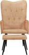 vidaXL Fauteuil met voetensteun canvas crèmekleurig