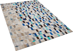 GIDIRLI - Patchwork vloerkleed - Crème - 140 x 200 cm - Leer