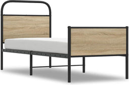 vidaXL - Bedframe - zonder - matras - bewerkt - hout - sonoma - eikenkleur - 90x190 - cm
