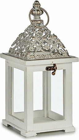 Gift Decor Lykta Wit Zilverkleurig Hout Metaal 13 X 29 X 13 Cm (6 Stuks)