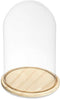 Giftdecor Decoratie stolp - glas - houten beige plateau - D20 x H30 cm