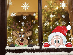Giftmas Kerst Raamstickers – Raamstickers – Kerst Stickers – Raamstickers Kinderen – Kerstversiering voor Binnen – Kerstdecoratie – Kerstman – Rendier - 50 stuks