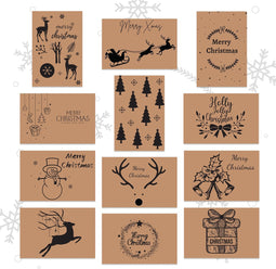 Giftmas Kerstkaarten - Wenskaarten - 36 Stuks - Met Enveloppen en Stickers - Nieuwjaarskaarten - 10x15cm