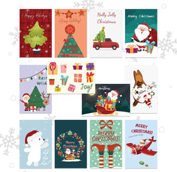 Giftmas Kerstkaarten - Wenskaarten - 36 Stuks - Met Enveloppen en Stickers - Nieuwjaarskaarten - 10x15cm