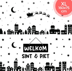 Giftmas Raamstickers XL – Sint en Piet - Kerst - 160X75 cm – Kerst Raamdecoratie – Kerst Stickers – Raamstickers Kinderen – Kerstversiering voor Binnen – Kerstversiering – Sinterklaas Decoratie – Kerstman