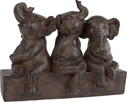 Gifts Amsterdam Sculptuur Three Elephants 25x11x18.5cm polysteen bruin