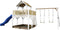 AXI Atka Speeltoestel in Bruin/wit - Speeltoren met Dubbele Schommel, Blauwe Glijbaan en Zandbak - FSC hout - Speelhuis op palen voor de tuin