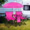 Coast 2-persoons Campingstoel - Inklapbaar met Zonnescherm en Tafel - Roze (2 stuks)