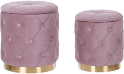 PUEBLO - Poef set van 2 - Roze - 40/33 cm - Fluweel