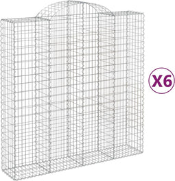 vidaXL - Schanskorven - 6 - st - gewelfd - 200x50x200/220 - cm - ijzer