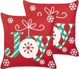 GINGERBREAD - Sierkussen set van 2 - Rood - 45 x 45 cm - Katoen