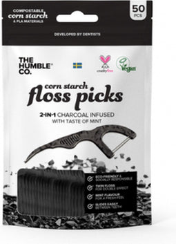 Floss Picks - Mint & Houtskool Mint & Houtskool