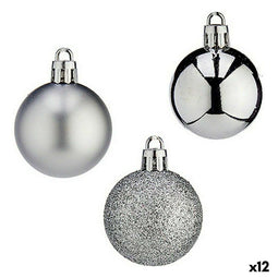 Set kerstballen Krist+ K1912485-4 Zilverkleurig Plastic 4 cm (12 Stuks)