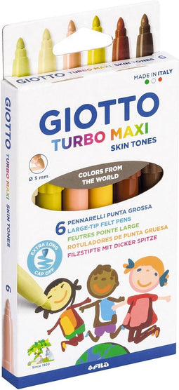 Giotto Turbo Maxi Skin Tones viltstiften, etui van 6 stuks
