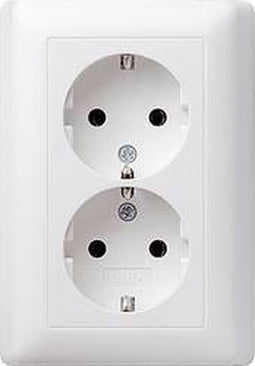 GIRA 078003 Wandcontactdoos dubbel Inzetstuk System 55, Standaard 55, E2, Event, Event Clear, Event Opaque, Esprit, Cla