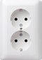 GIRA 078003 Wandcontactdoos dubbel Inzetstuk System 55, Standaard 55, E2, Event, Event Clear, Event Opaque, Esprit, Cla