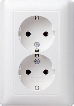 GIRA 078004 Wandcontactdoos dubbel Inzetstuk System 55, Standaard 55, E2, Event, Event Clear, Event Opaque, Esprit, Cla