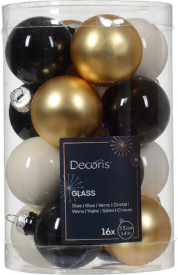 Kerstbal glas d3.5 cm wlwt ass 16st kerst