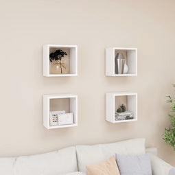 Wandschappen kubus 4 st 26x15x26 cm wit