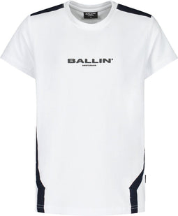 Ballin Amsterdam - Jongens Slim Fit T-shirt - Rubber logo - Wit - Maat 140
