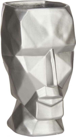 Vaas 3D Gezicht Zilverkleurig Polyresin 12 x 24,5 x 16 cm (4 Stuks)