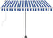 vidaXL - Luifel - handmatig - uittrekbaar - met - LED - 300x250 - cm - blauw - en - wit