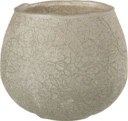 J-Line kaarshouder - theelichthouder Crackle Bal - glas - grijs - 3 stuks