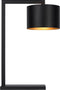 Atmooz - Tafellamp Pavia - Slaapkamer / Woonkamer - Industrieel - Zwarte Buitenkant - Gouden Binnenkant - Hoogte 60cm - Metaal