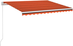 vidaXL - Luifel - handmatig - uittrekbaar - met - LED - 350x250 - cm - oranje - en - bruin