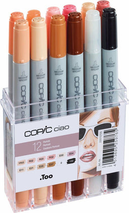 COPIC Marker Ciao Set 12 Stuks Huidskleuren - Stiften Set Alcoholbasis - Markerset - Professionele Markers