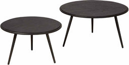 RENEW Rolo table set (2) - 74x74x36 58x58x41 - recl. teak black